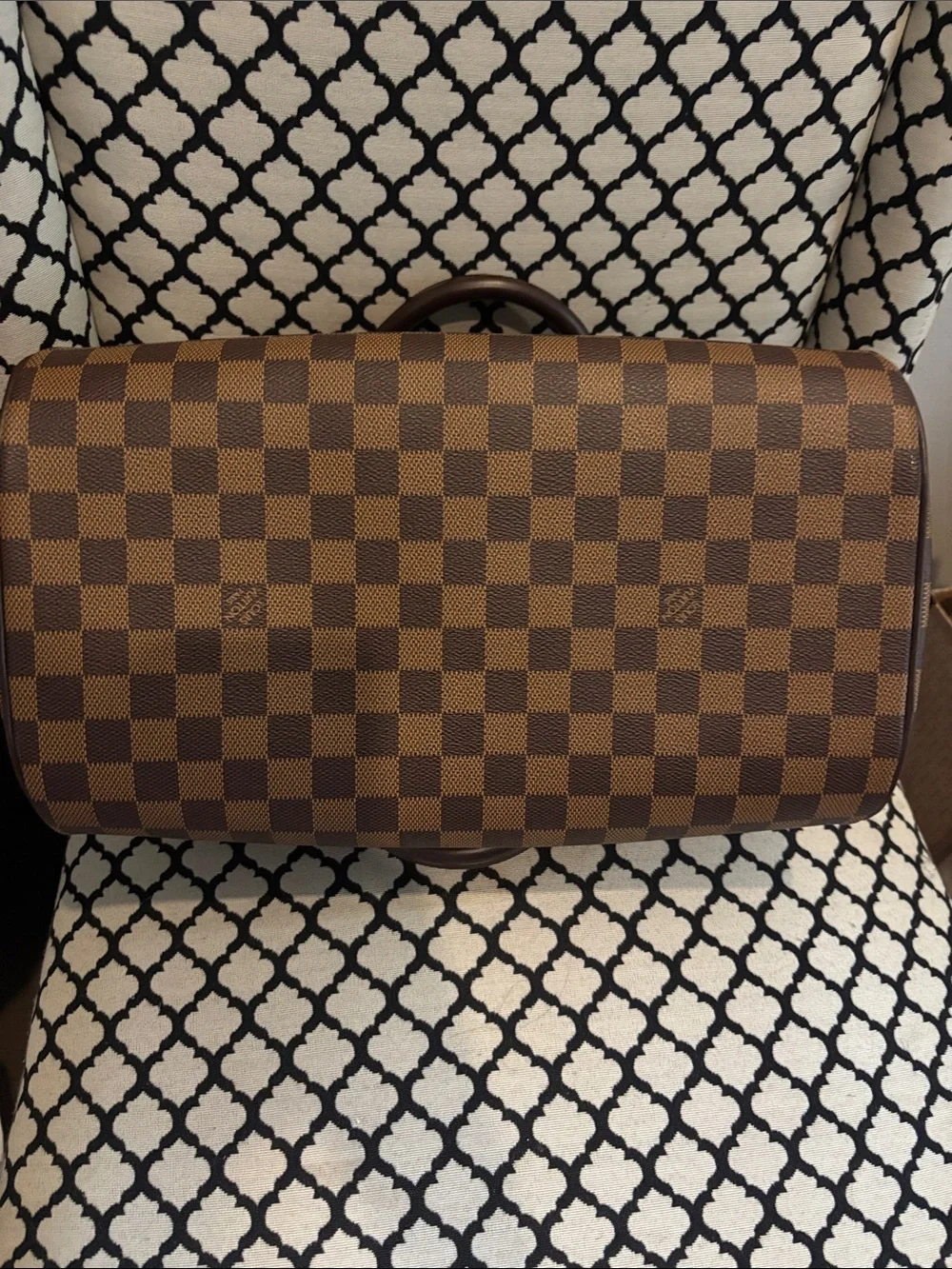 Louis Vuitton Damier Ebene Satchel in Brown with Gold Hardware